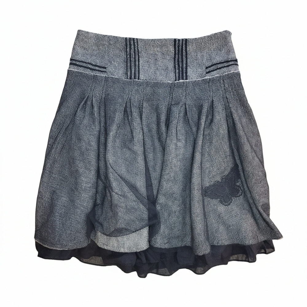 Herringbone Skirt Butterfly Tulle Petticoat Whimsigoth Twee Dark Academia 12/L